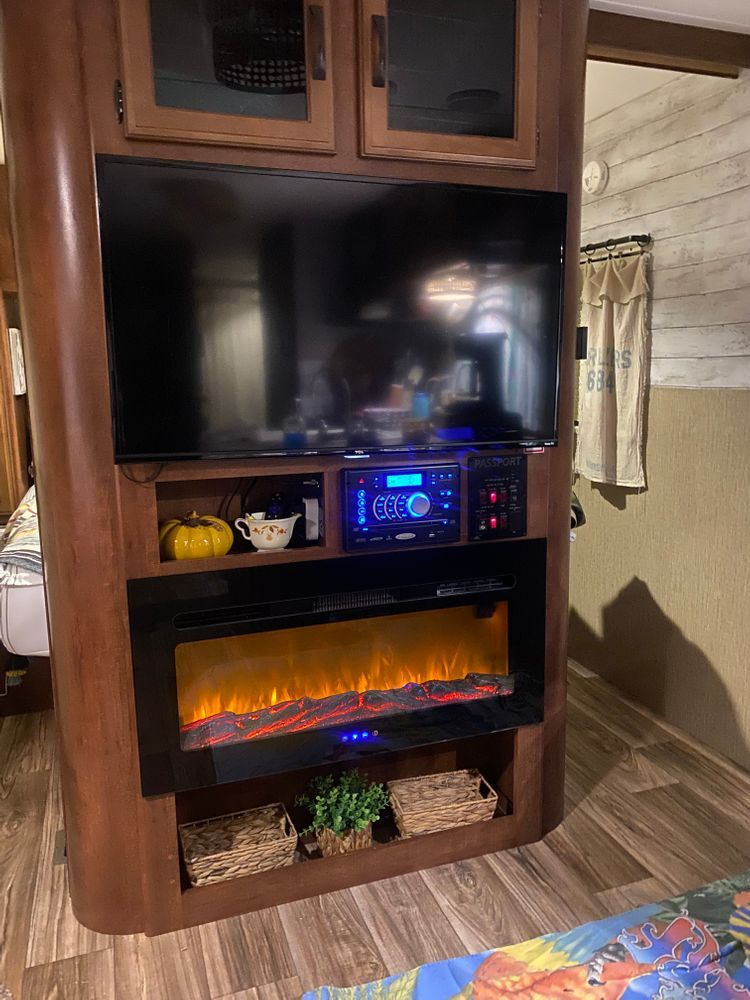 RecPro fireplace in an RV